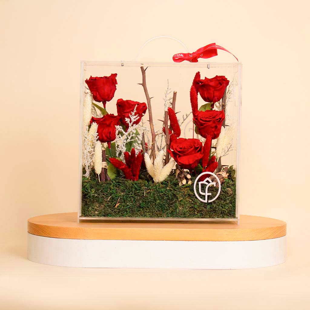 Flowrista Online Flowers Shop صندوق ورود حمراء أبدية - ٦ ورود