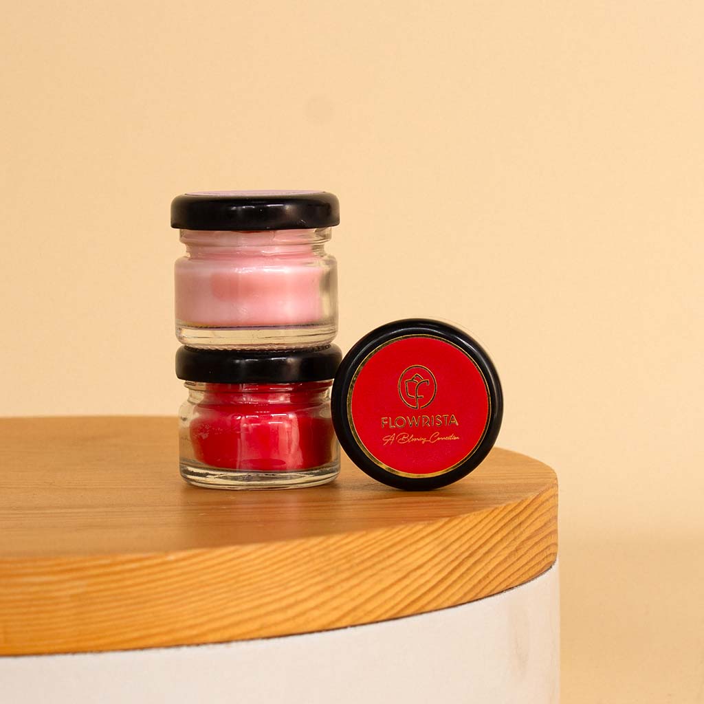 Flowrista Online Flowers Shop Mini Jar Candle Set – 3 Colors (Red, White, Rose)