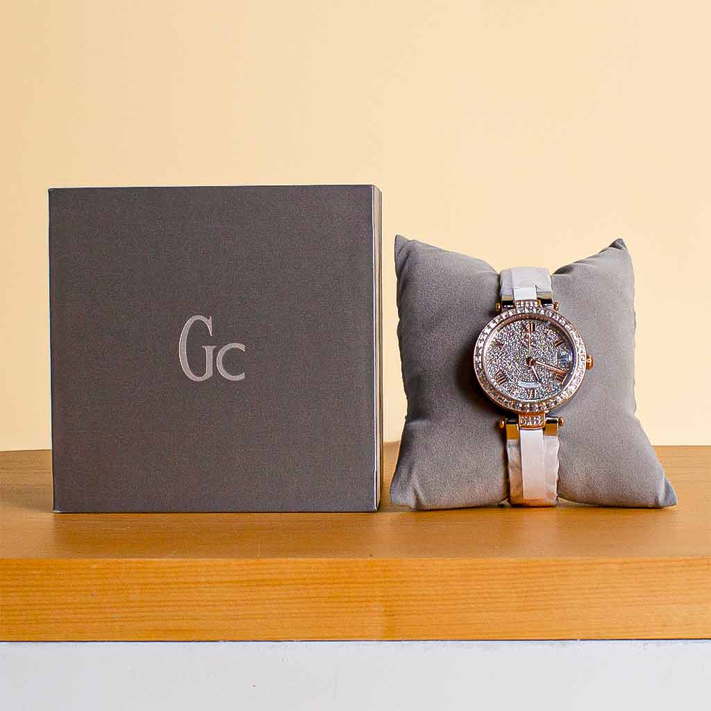 Flowrista Online Flowers Shop Guess Gc Flair 34mm Ladies Watch – Silver & Rose Gold, Crystal Set