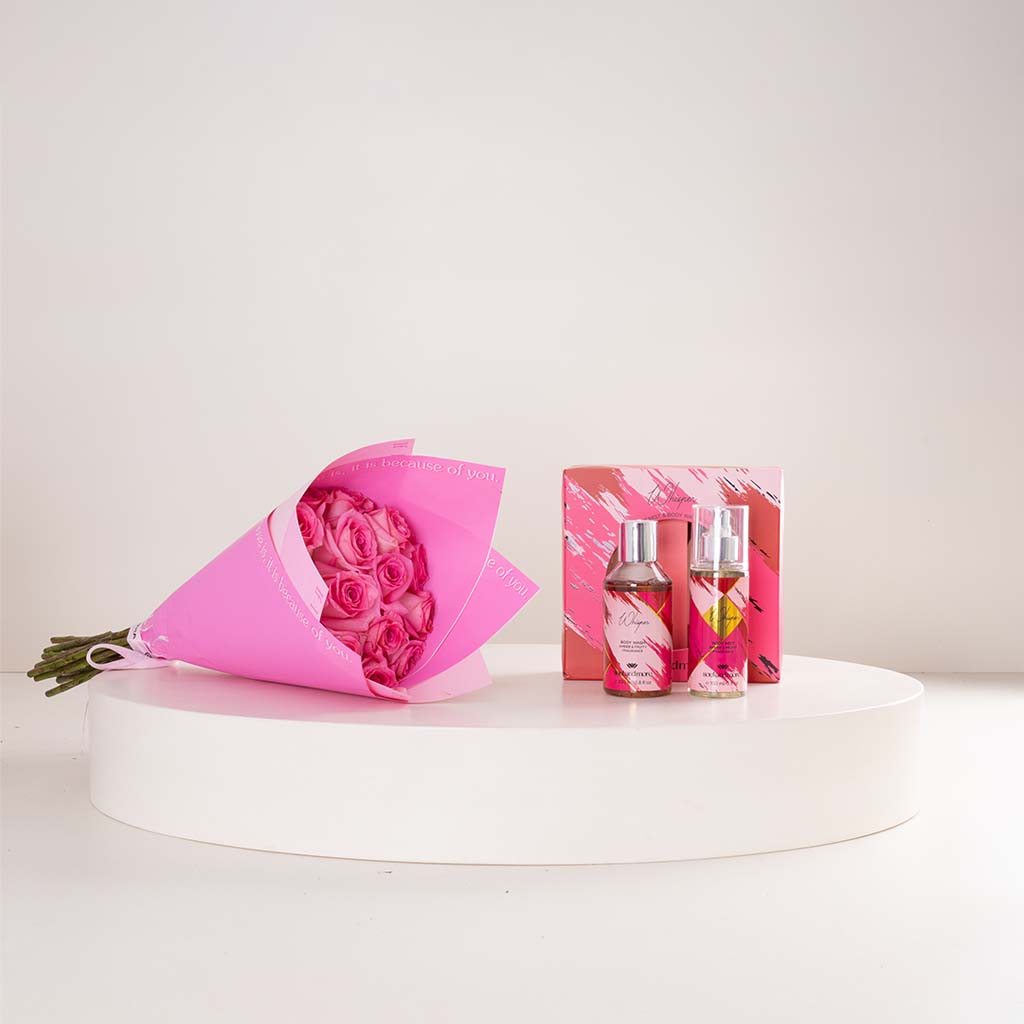 Flowrista Online Flowers Shop طقم سول آند مور ويسبر | بوكية من 15 وردة وردية