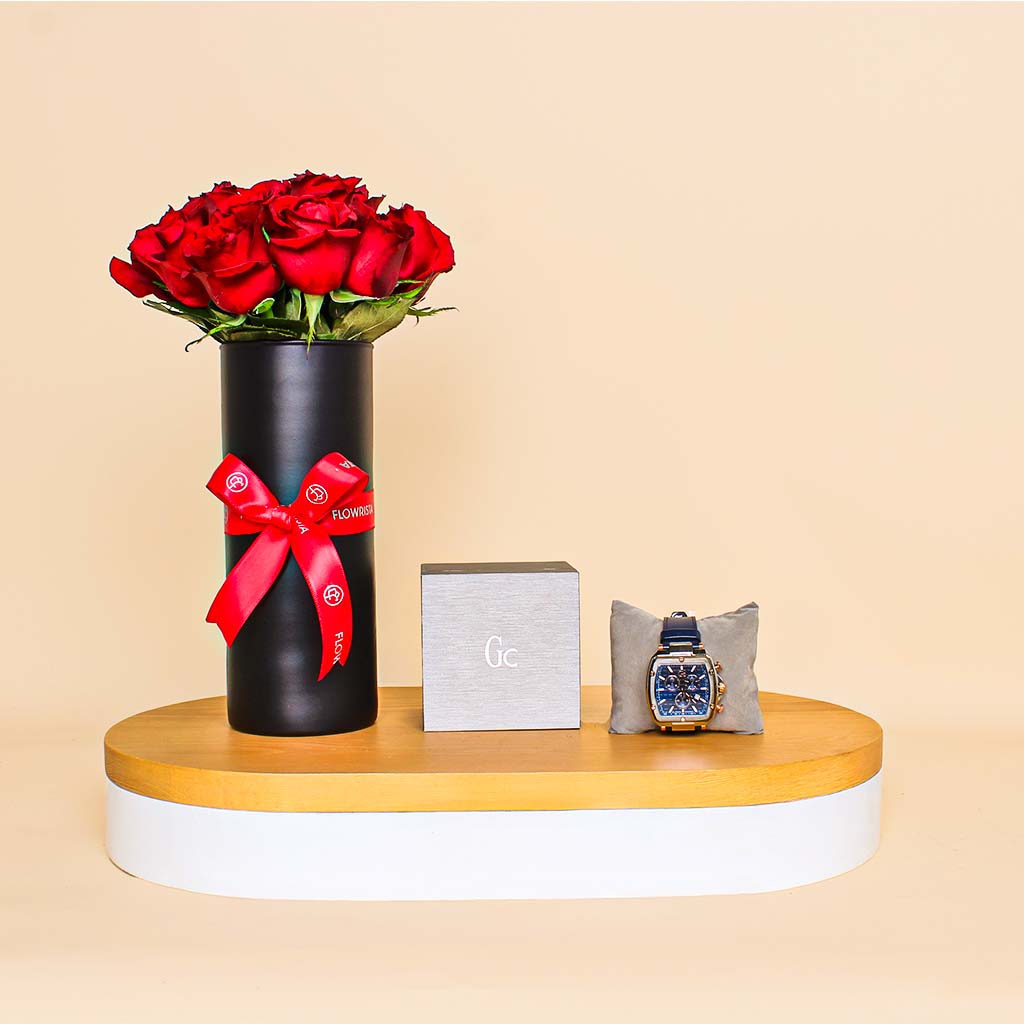 Flowrista Online Flowers Shop Gc Gents Spirit Tonneau Watch  | Unique Vase