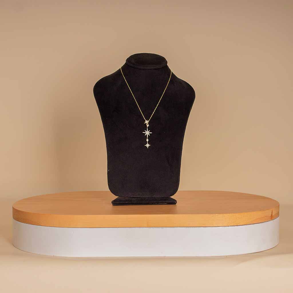 Flowrista Online Flowers Shop Three stars silver necklace gold plated