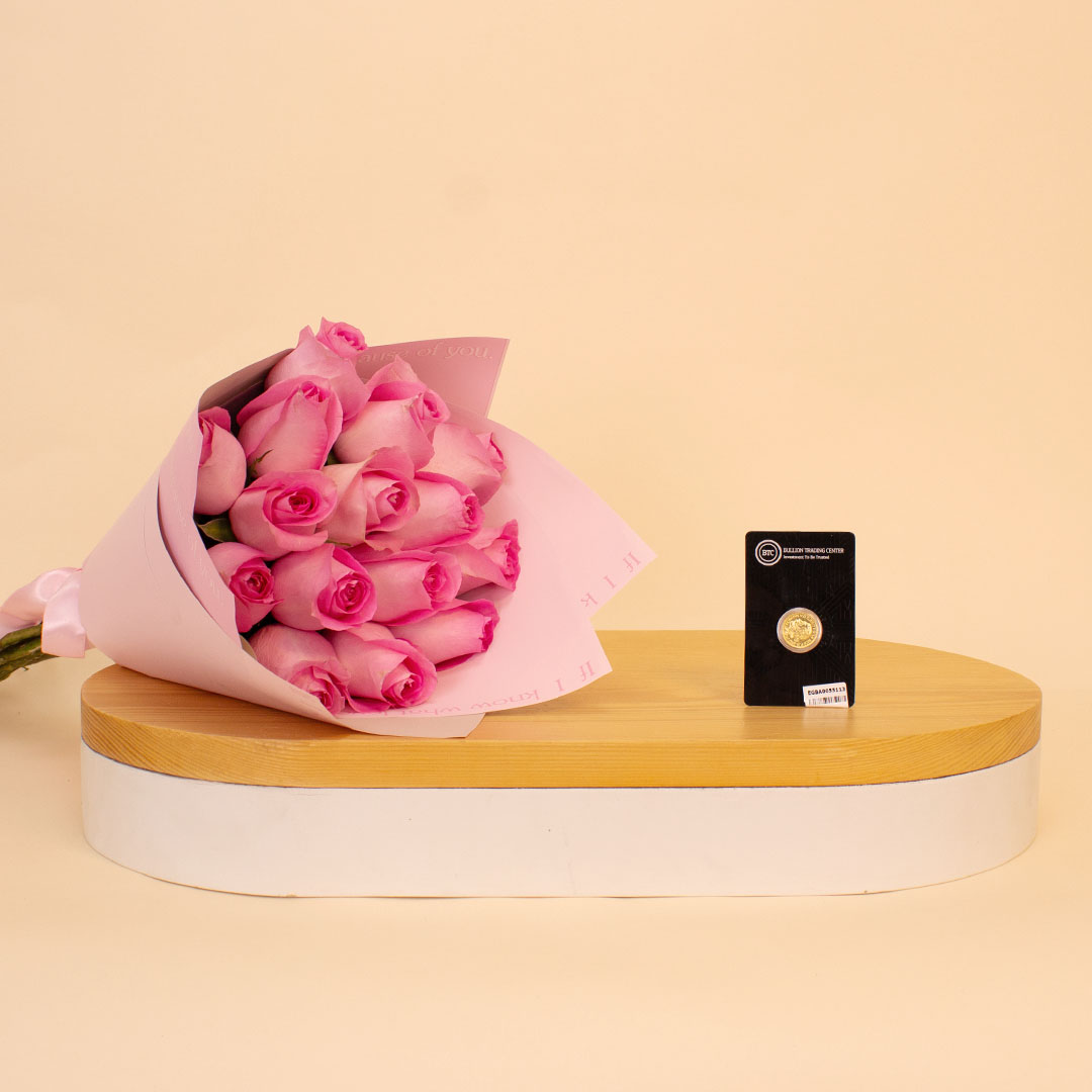 Flowrista Online Flowers Shop نصف جنيه ذهب BTC مع بوكيه ورد وردي