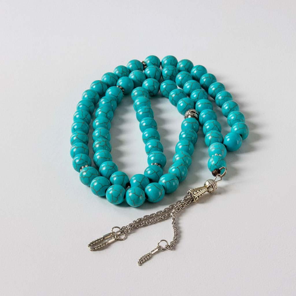 Flowrista Online Flowers Shop Natural Blue Turquoise Misbaha – 33 Beads (10mm)