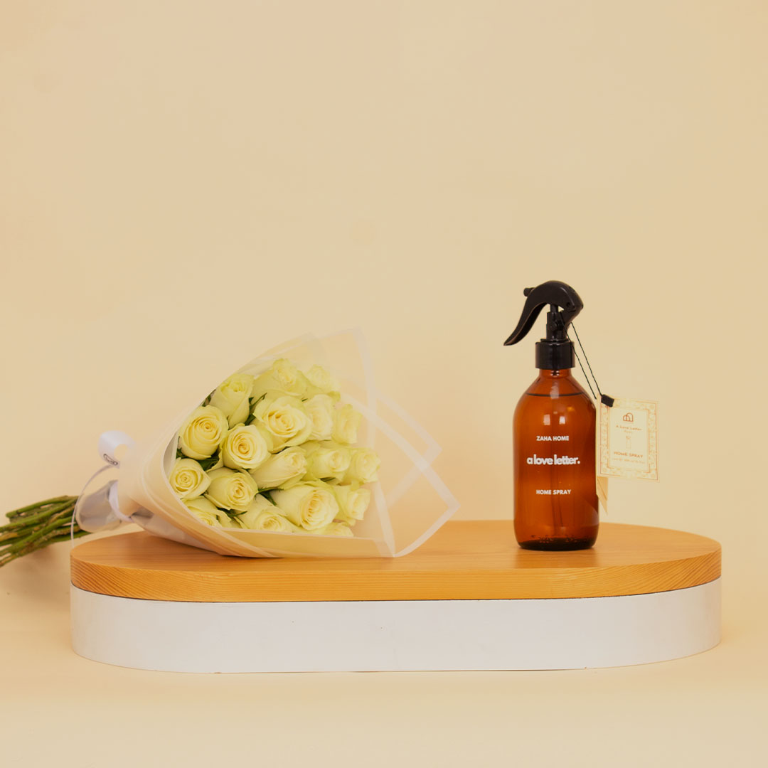 Flowrista Online Flowers Shop Zaha Home A Love Letter Home Spray & 15 White Roses