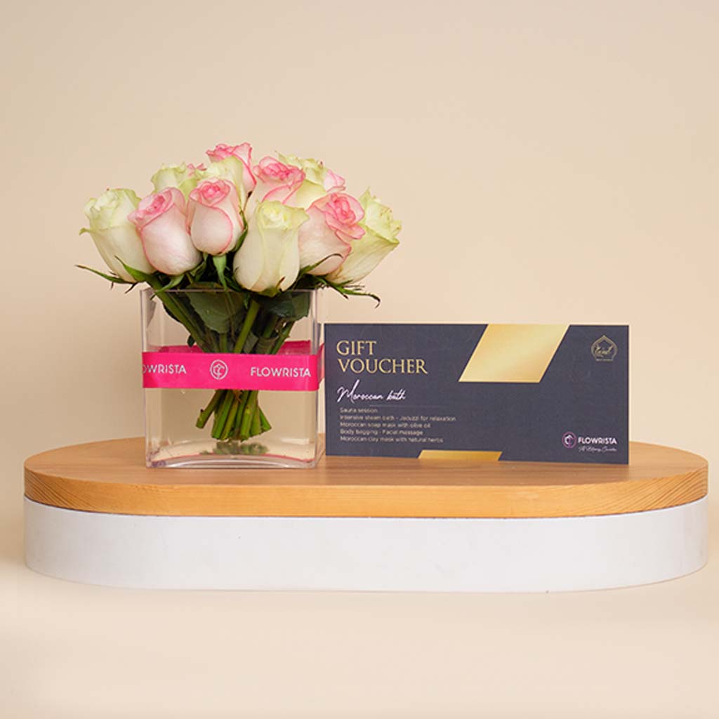 Flowrista Online Flowers Shop حمام مغربي و فازة 20 وردة