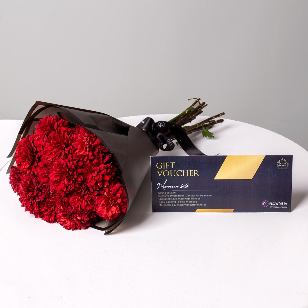 Flowrista Online Flowers Shop باقة زهور حمراء وقسيمة سبا مغربي