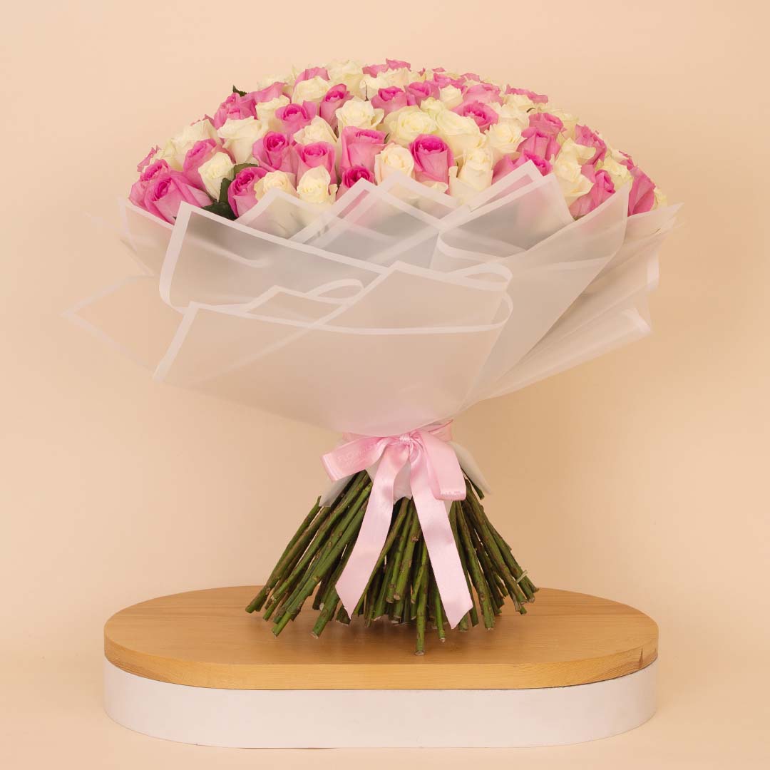 Flowrista Online Flowers Shop Flowrista | Grand Bouquet of 150 Pink & White Roses