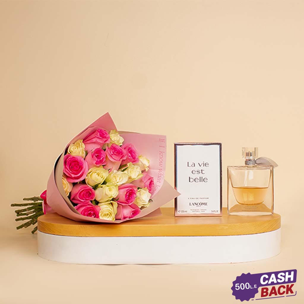 Flowrista Online Flowers Shop LANCOME La Vie Est Belle EDP 100ml with 20 Roses – Mother’s Day Gift Set
