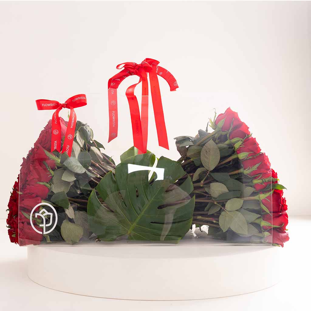 Flowrista Online Flowers Shop Flowrista Red Roses Acrylic Bag - 100 Stems