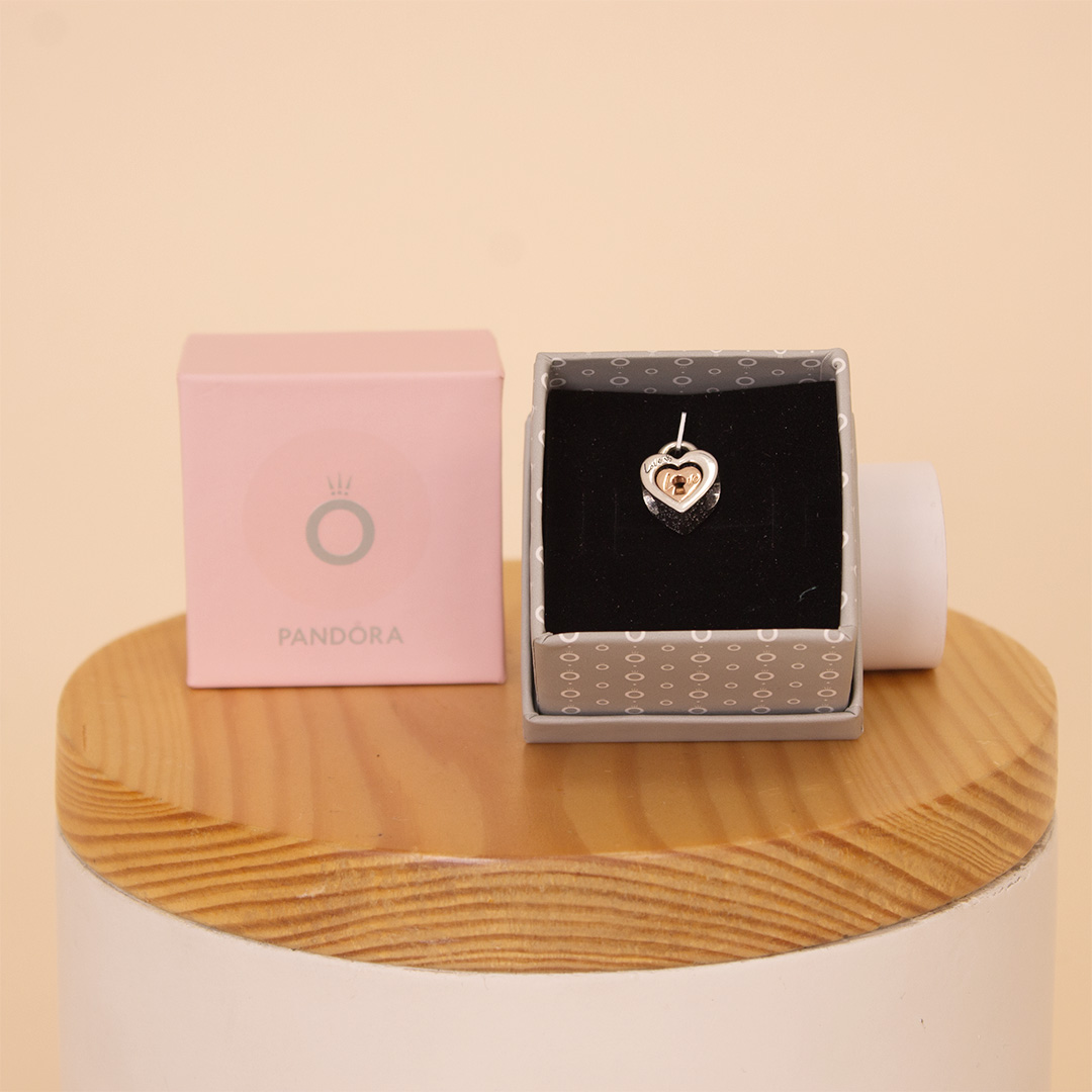 Flowrista Online Flowers Shop Pandora Two tone Padlock Splittable Heart Charm 