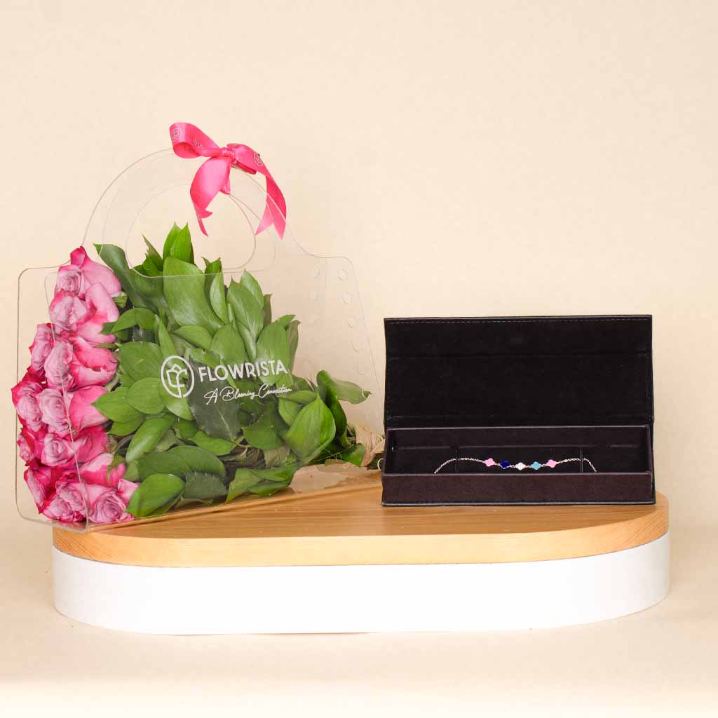 Flowrista Online Flowers Shop سوار FelizModa Van Cleef Colorful Silver | شنطة الورد الموف
