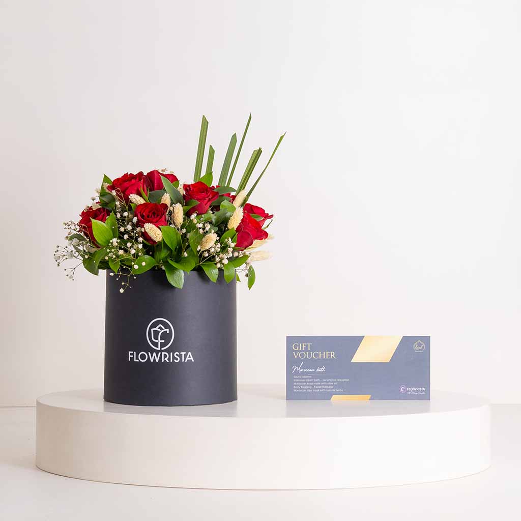 Flowrista Online Flowers Shop Ghazal Spa Moroccan Bath – Sauna, Steam & Jacuzzi & Red Atelier Box