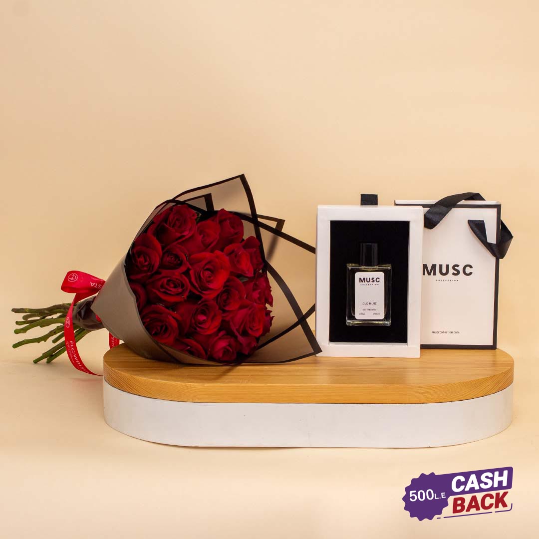 Flowrista Online Flowers Shop MUSC Oud Musc 50ml & 20 Red Roses