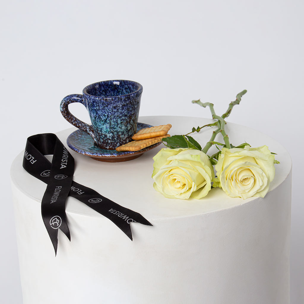 Flowrista Online Flowers Shop Turkish Coffee Cup - Blue