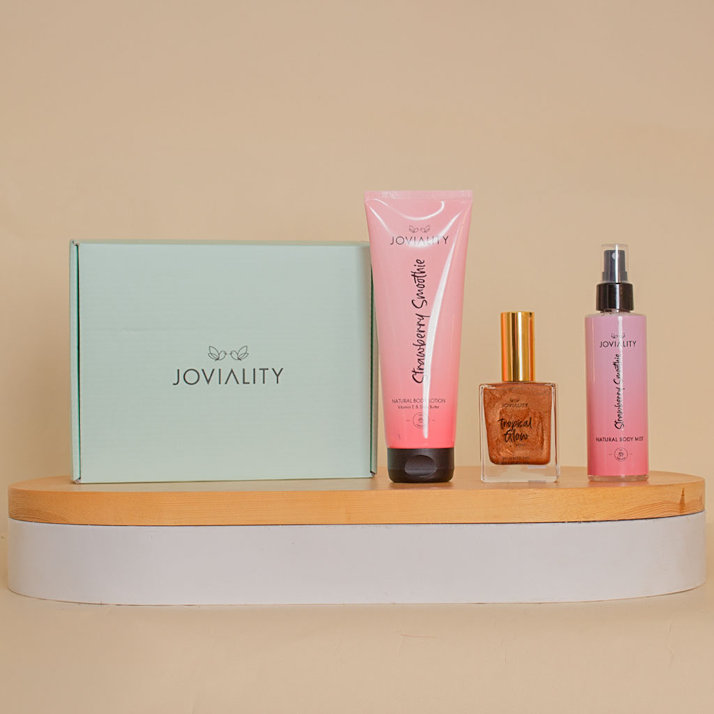Flowrista Online Flowers Shop Joviality Strawberry Bronze Body Care Trio