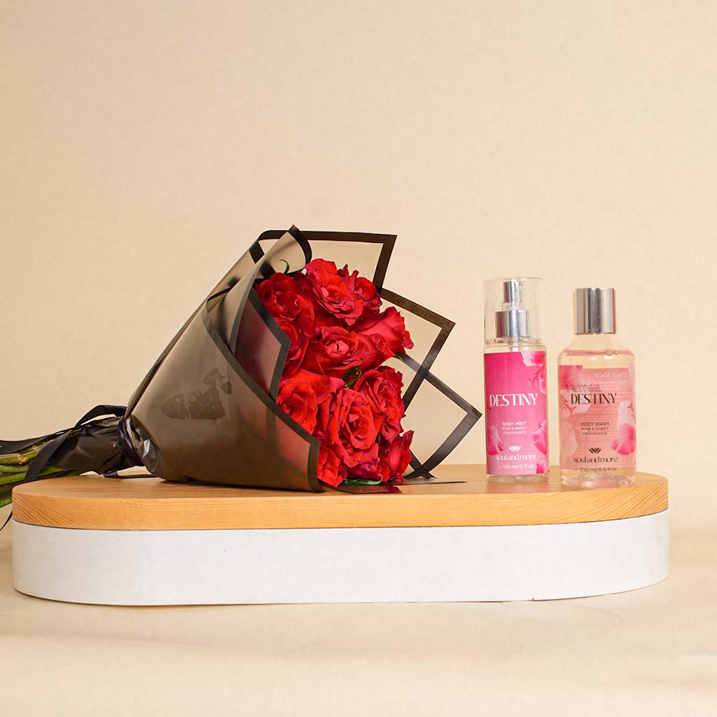 Flowrista Online Flowers Shop مجموعة ديستني من Soul & More المكونة من قطعتين || بوكية الورد الاحمر 