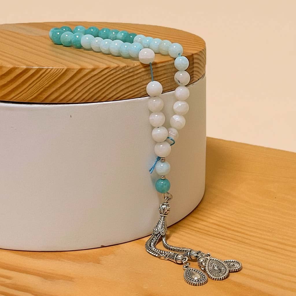 Flowrista Online Flowers Shop Brazilian Amazonite Natural Stone Misbaha – 33 Beads, 8mm