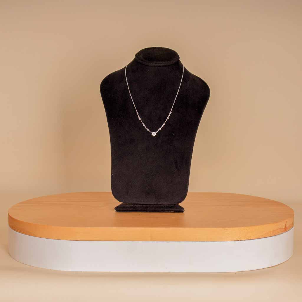 Flowrista Online Flowers Shop Square pendant with side multiple zircon stones silver necklace