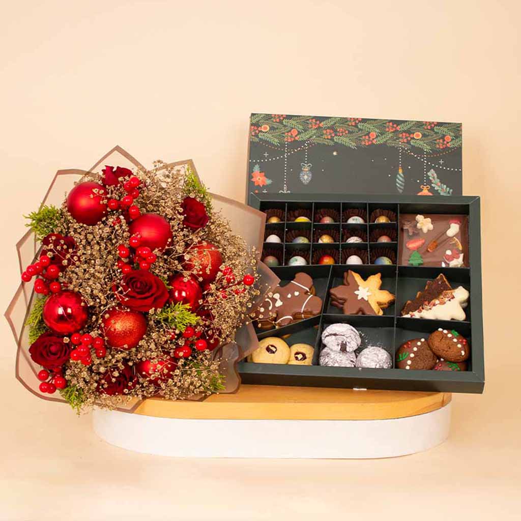 Flowrista Online Flowers Shop Fleur Belgian Chocolate Box & Festive Bouquet