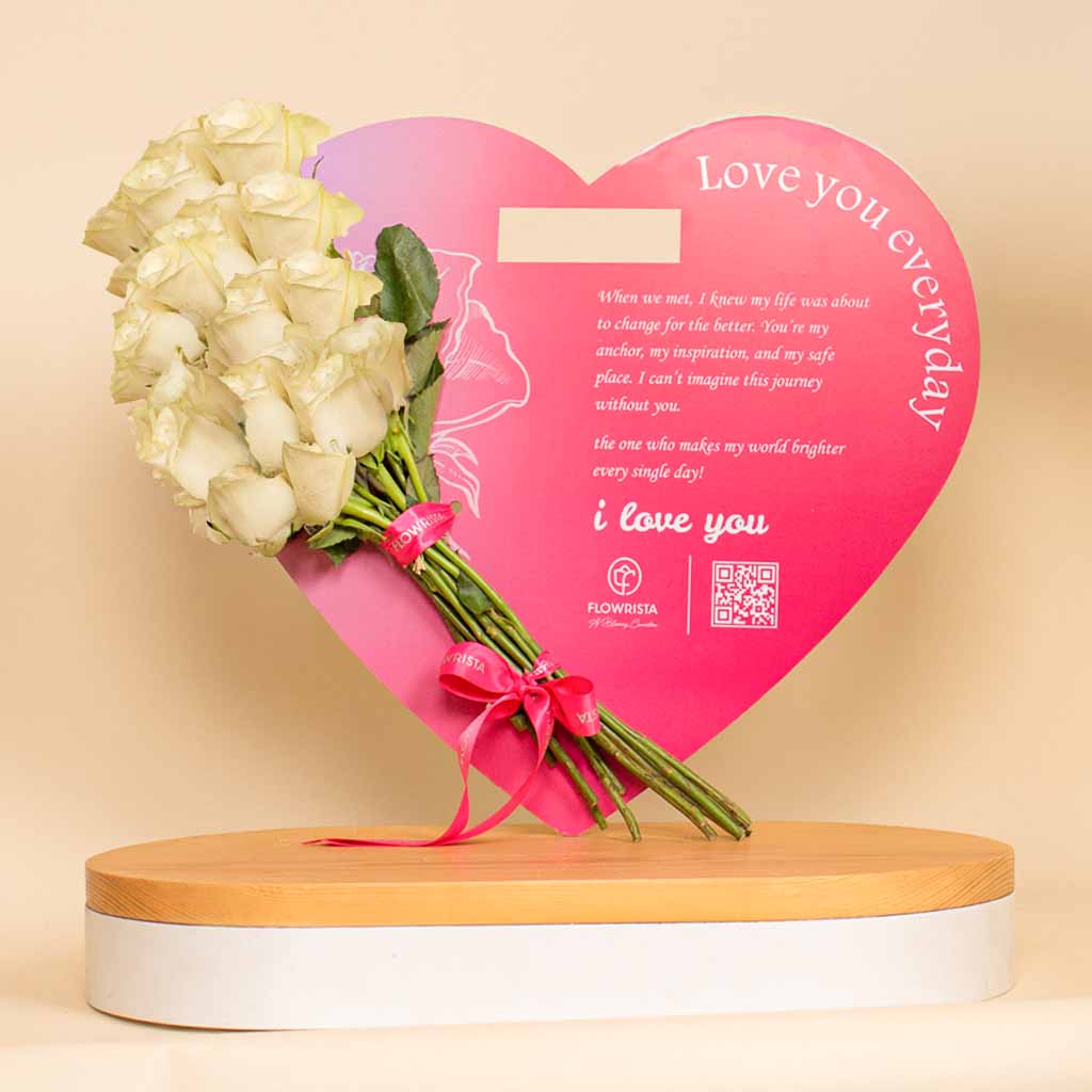 Flowrista Online Flowers Shop Pure Heart | 15 White Flowers 