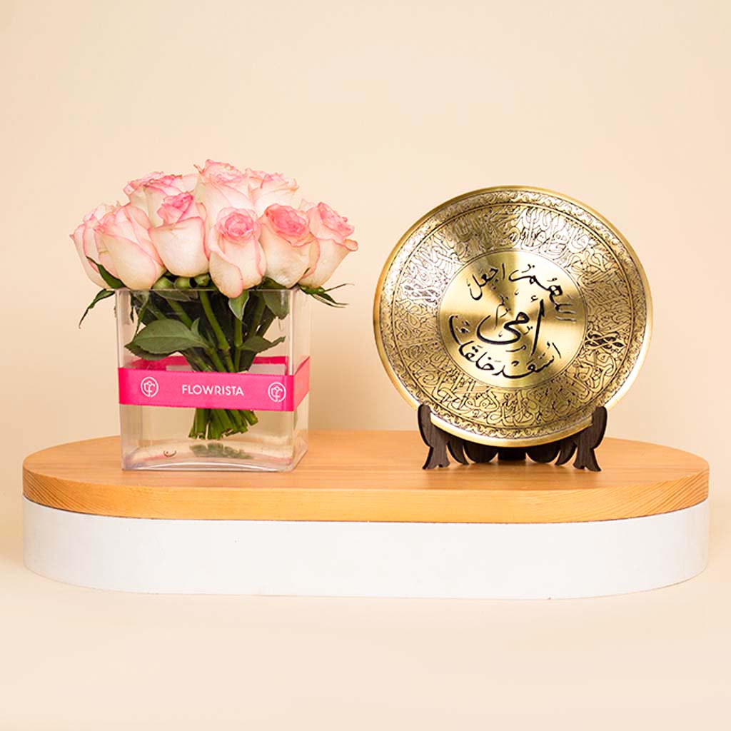 Flowrista Online Flowers Shop درع الأم الذهبي | فازة 20 زهرة وردية فاتحة