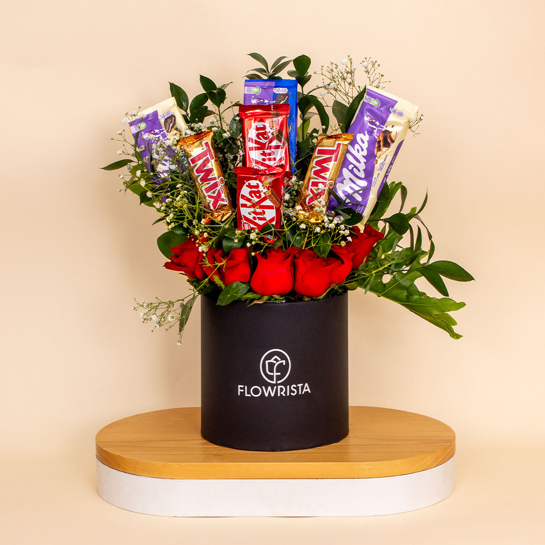 Flowrista Online Flowers Shop بوكس ورد وشوكولاتة ميكس