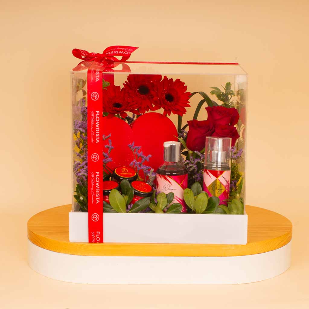 Flowrista Online Flowers Shop Soul & More Whisper Set & Red Flowers Gift Box