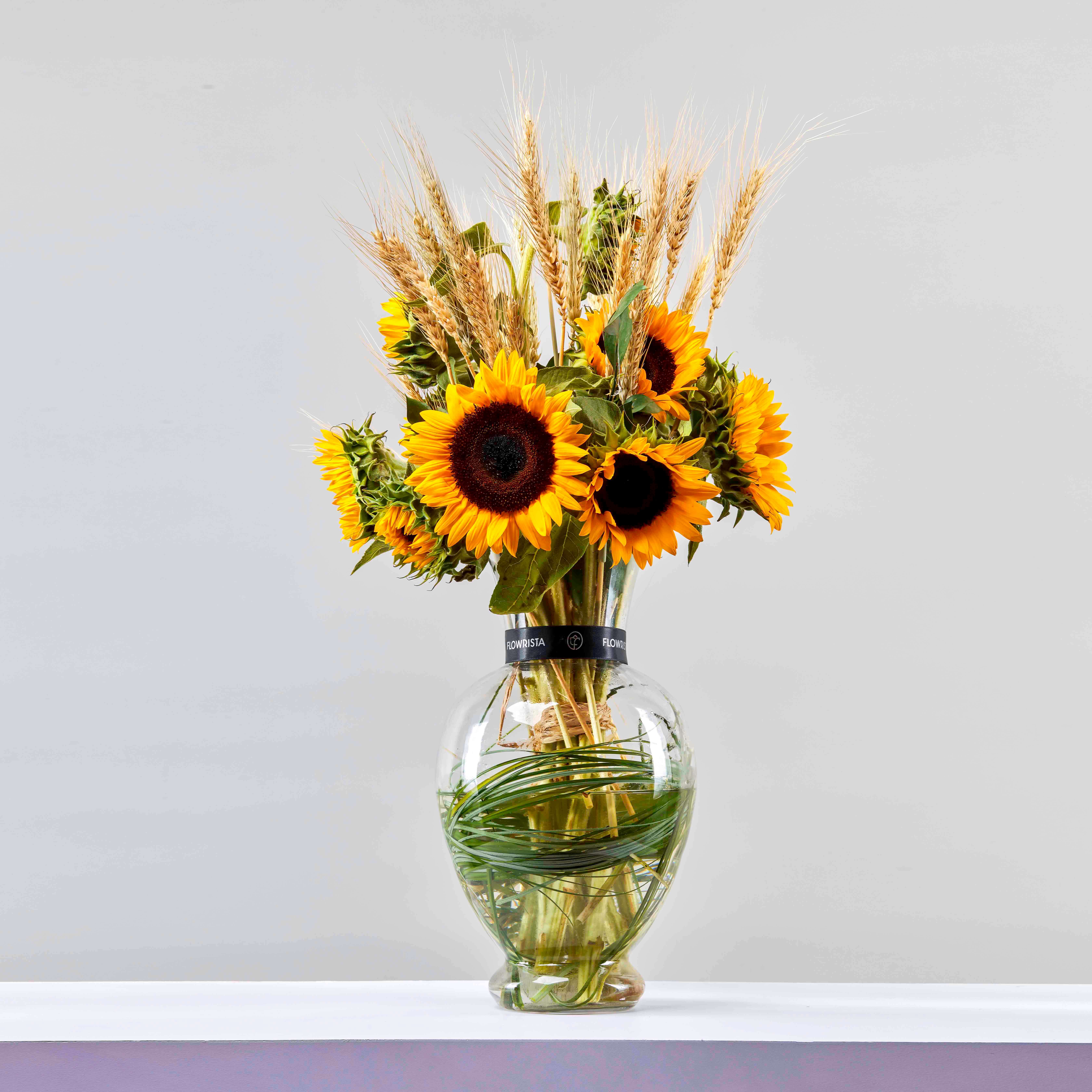 Flowrista Online Flowers Shop Golden Sunflowers Vase