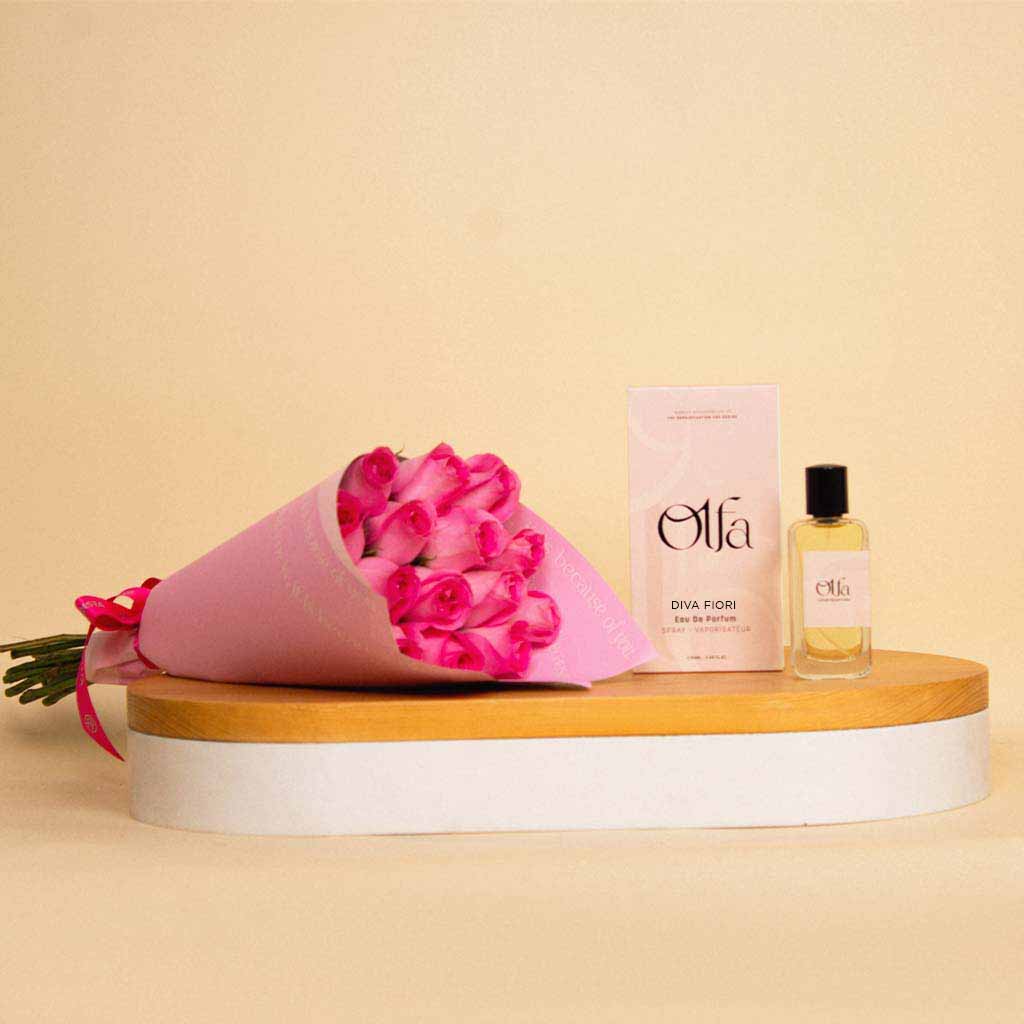 Flowrista Online Flowers Shop عطر أولفا ديفا فيوري | باقة من 15 زهرة وردية