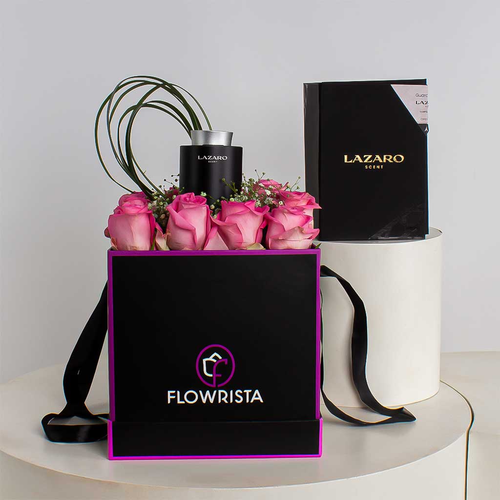 Flowrista Online Flowers Shop موزع رائحة السيارة لازارو Z1 مع 10 ورود وردية