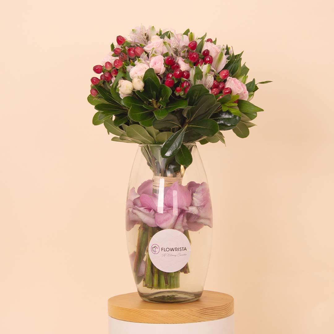 Flowrista Online Flowers Shop Flowrista | Pink Alstroemeria & Baby Rose Vase