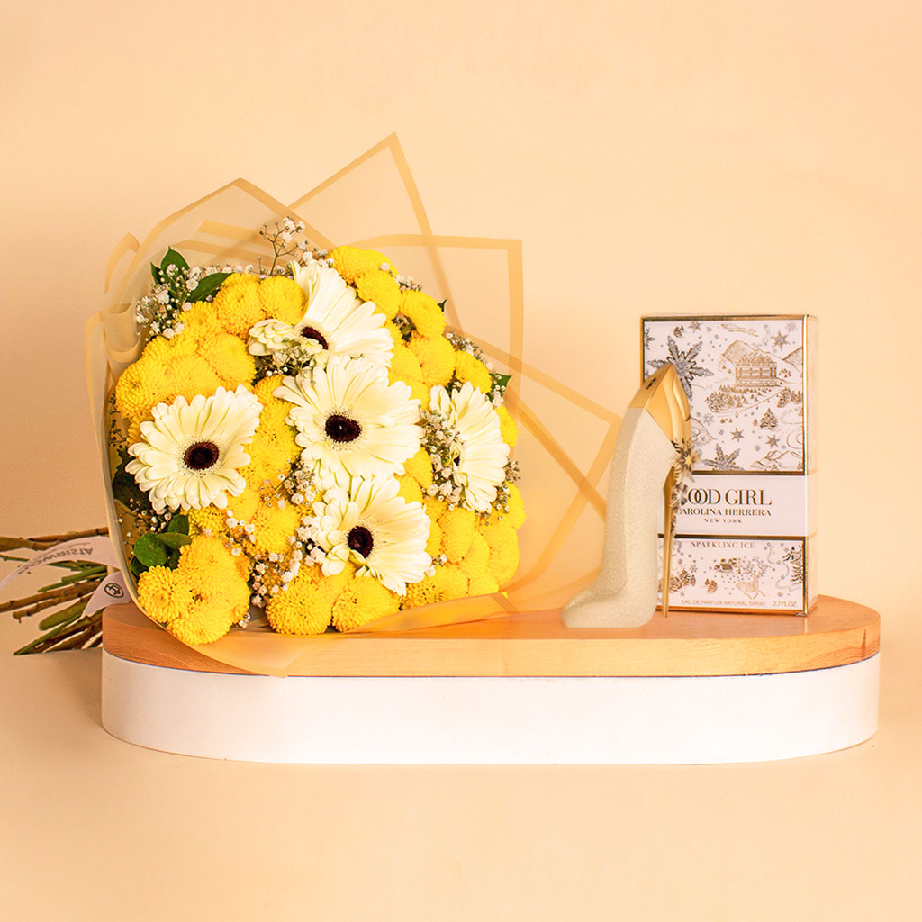 Flowrista Online Flowers Shop Carolina Herrera Good Girl with Chrysanthemum, Gerbera 