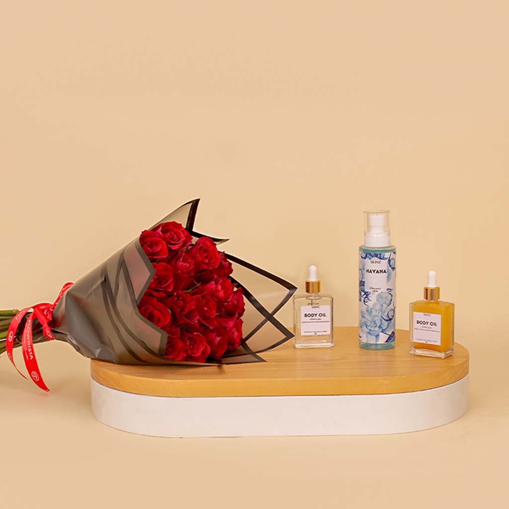 Flowrista Online Flowers Shop مجموعة سكنز هافانا مع بوكية 20 وردة حمراء