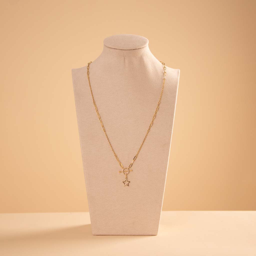 Flowrista Online Flowers Shop Siran 18K Yellow Gold Star Toggle Paperclip Necklace