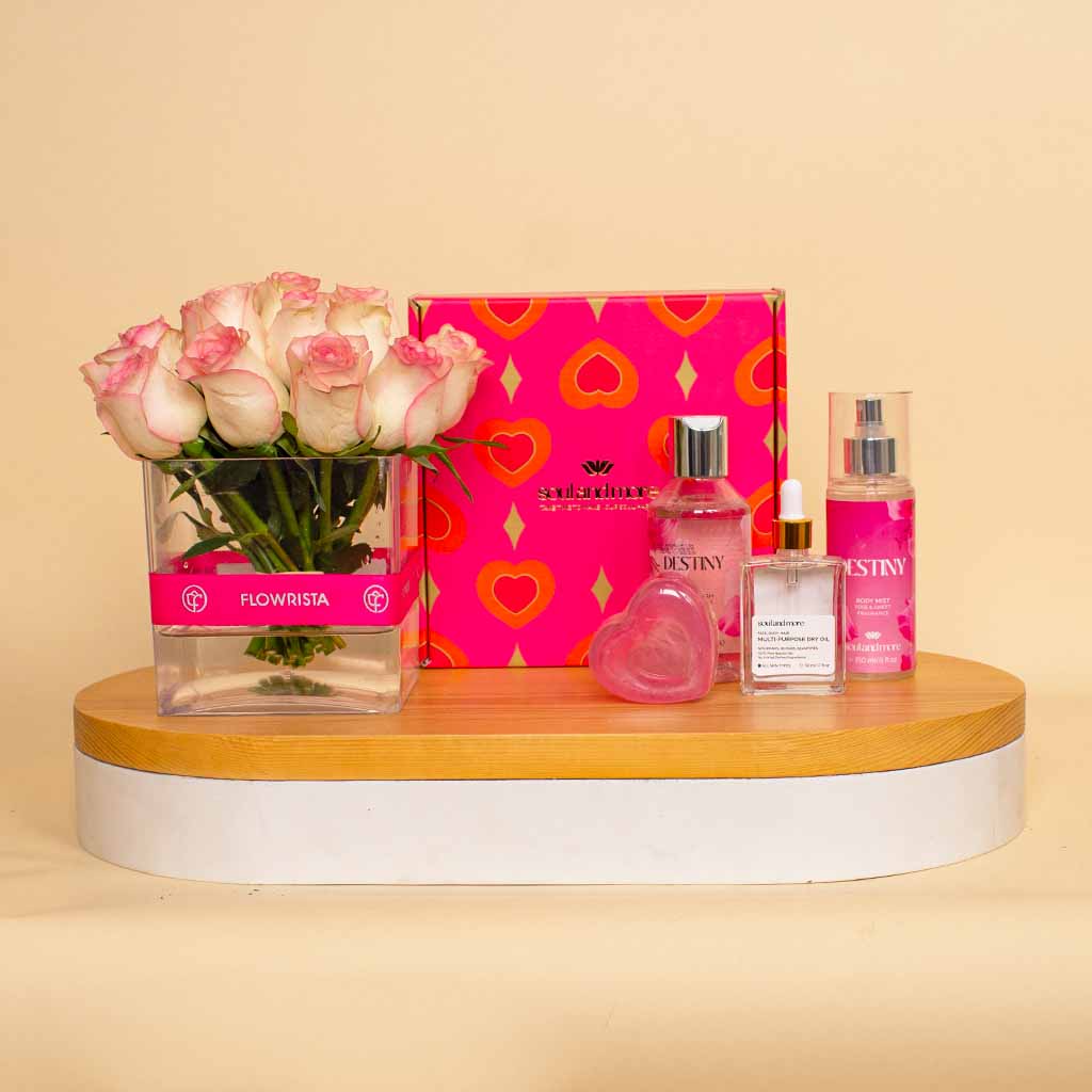 Flowrista Online Flowers Shop Soul And More Love Bundle & Pink 20 Roses Vase