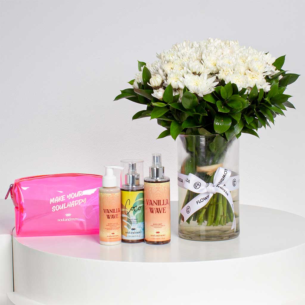 Flowrista Online Flowers Shop حقيبة بالي سول آند مور | مزهرية أقحوان بيضاء