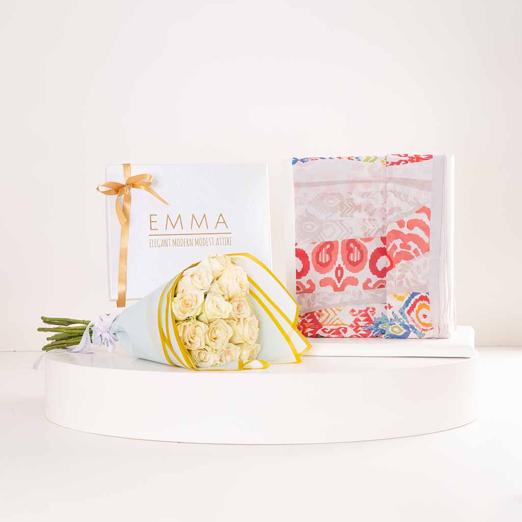 Flowrista Online Flowers Shop وشاح إيما سييرا وباقة ورود وردية