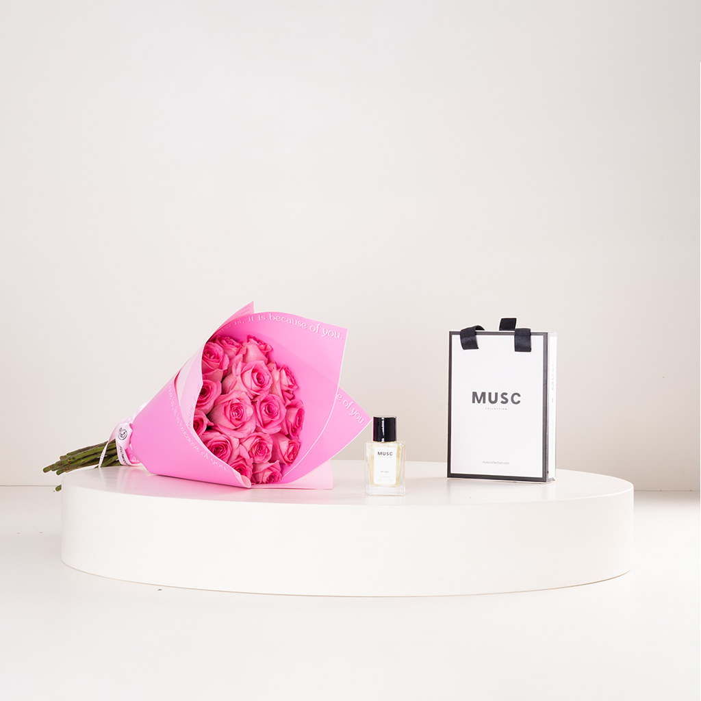 Flowrista Online Flowers Shop MUSC My Way Musc & 20 Pink Roses
