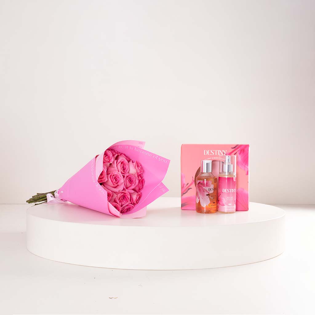 Flowrista Online Flowers Shop طقم سولو آند مور ديستني - قطعتان | بوكية من 15 وردة بمبي 