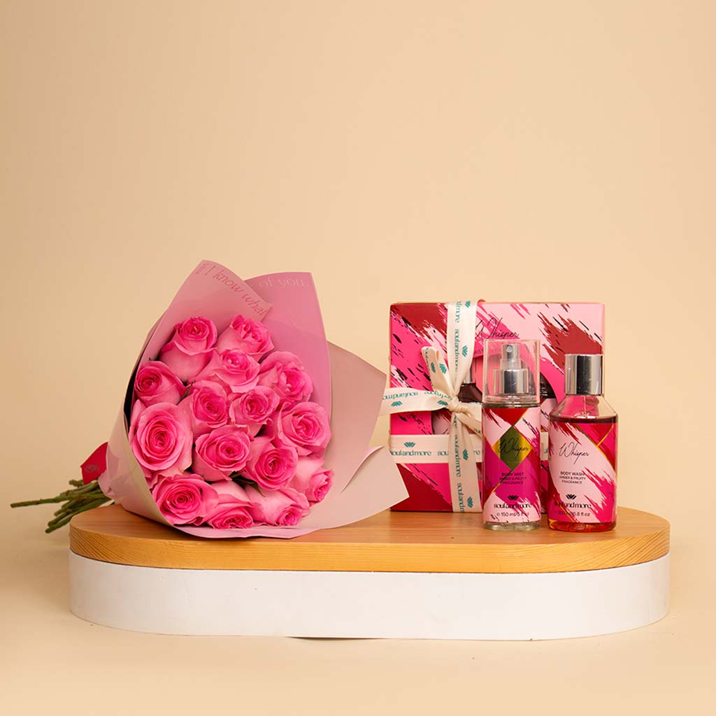 Flowrista Online Flowers Shop طقم سول آند مور ويسبر | بوكية من 15 وردة وردية