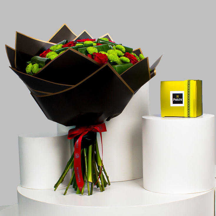 Flowrista Online Flowers Shop Patchi Chocolate Box 500g & 10 Red Roses