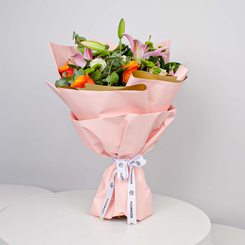 Flowrista Online Flowers Shop Vibrant Mixed Roses Hand Bouquet