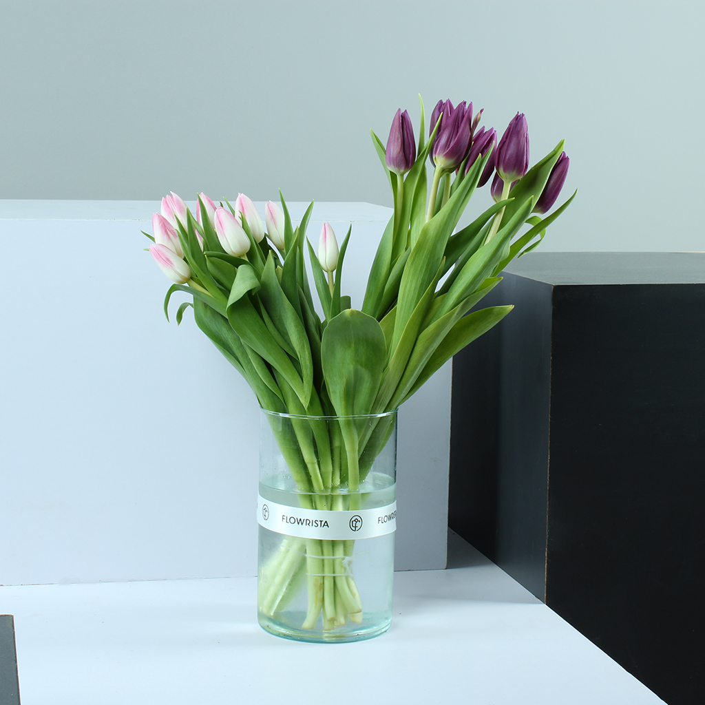 Flowrista Online Flowers Shop Flowrista | Pink & Purple Tulip Vase