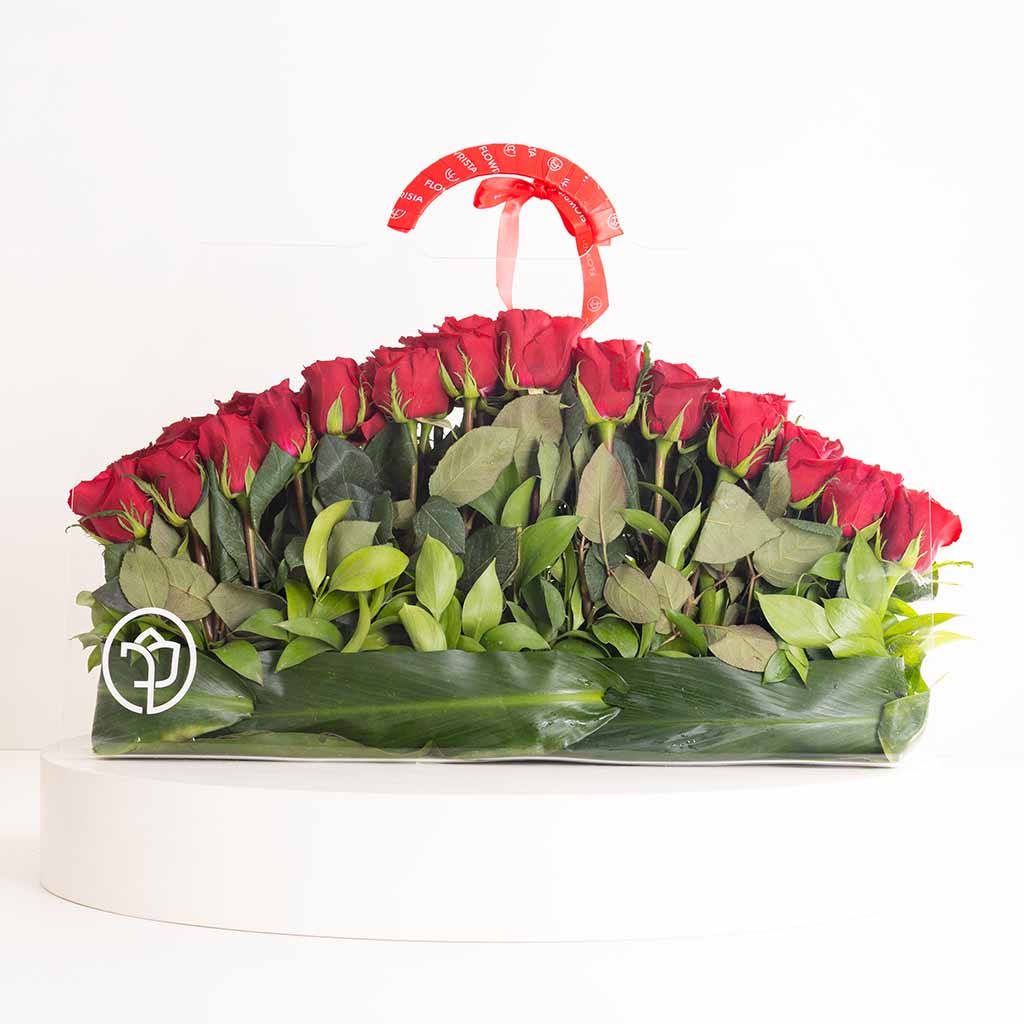 Flowrista Online Flowers Shop  Red Roses Acrylic Bag  - 70 Stems