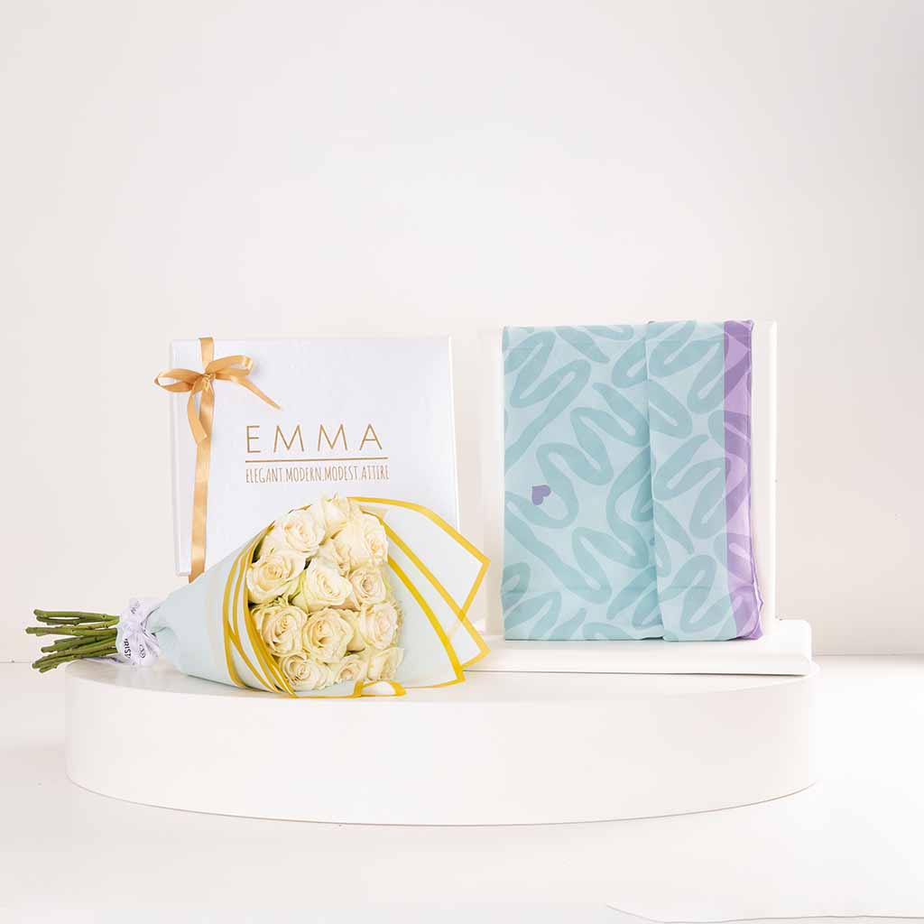 Flowrista Online Flowers Shop وشاح إيما كول ديفا وباقة ورود وردية