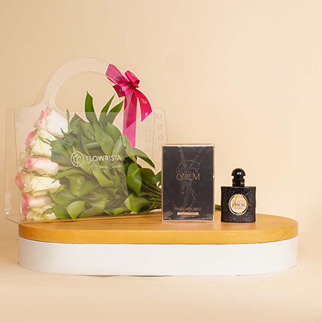 Flowrista Online Flowers Shop عطر بلاك أوبيوم من إيف سان لوران | ورود وردية
