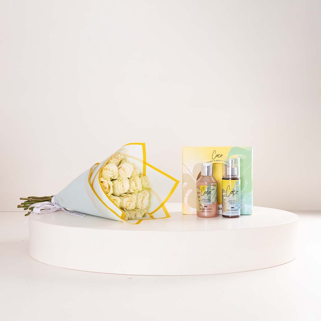 Flowrista Online Flowers Shop Soul & More Coco Set Of 2 | 15  White Rose Bouquet