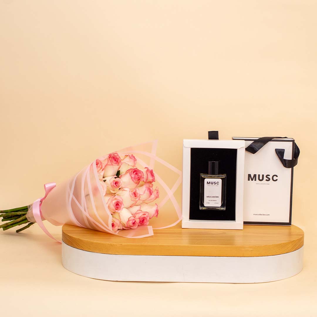 Flowrista Online Flowers Shop مسك إيدول مسك ٥٠ مل مع ١٥ وردة وردية