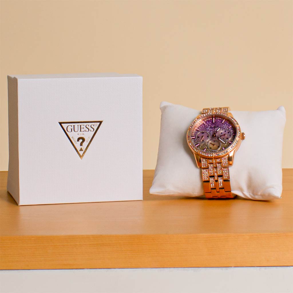 Flowrista Online Flowers Shop Guess Gold And Rhinestone Multifunction Watch